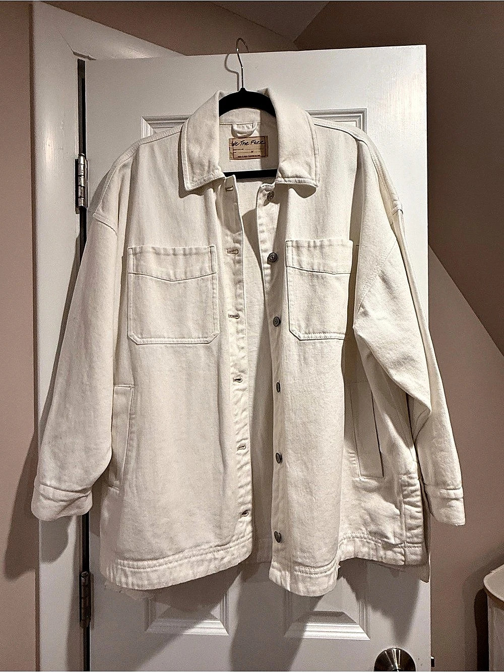 LIKE NEW Free People Madison City Twill Jacket, White, Medium